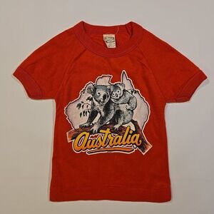 VTG 1979 Australia Koala Single Stitch T Shirt Great Teez Kid 2 Red Raglan Flexi